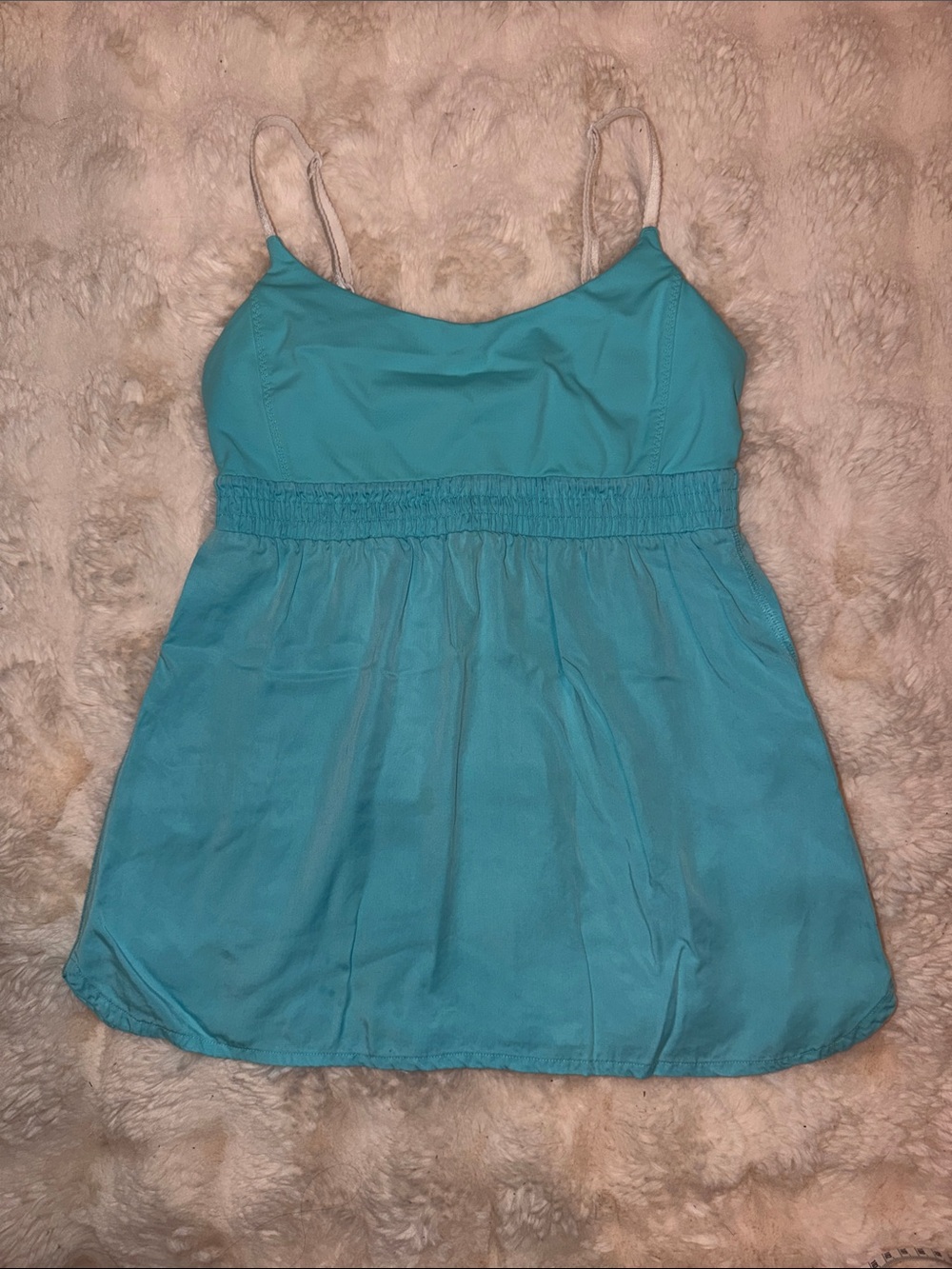 lululemon athletica Y2K  Turquoise Smocked-Waist Camisole